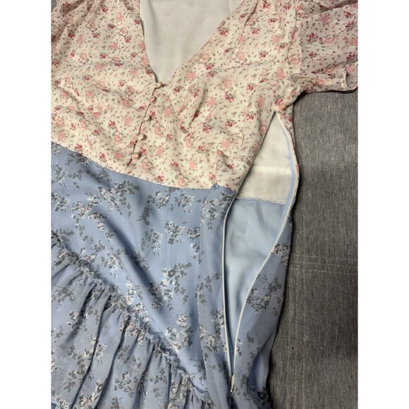 Shabby‎ Chic Floral Dress Medium Pink Blue LoveShackFancy Style Peasant Cottage - Picture 10 of 15